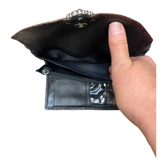 Brighton Brown Black Leather Sling Crossbody Bag. Missing strap. Western Country - Picture 4 of 10